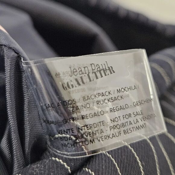 Jean Paul Gaultier Sac A Dos Backpack In Navy Blue And White Pinstripe NWOT - Picture 7 of 8